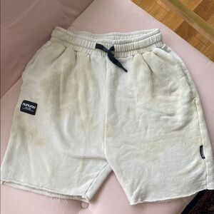 Nununu Cream and White Distressed Shorts Elastic Waistband 10-11 Boys